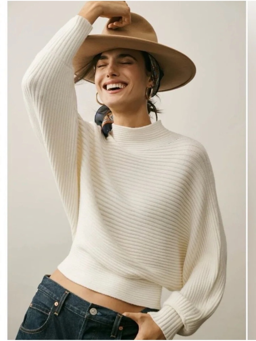 Anthropologie The Kendall Mock-Neck Sweater (IVORY)